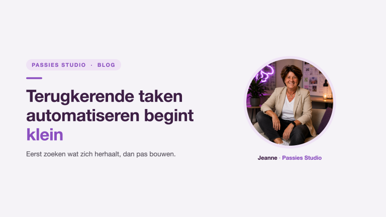Terugkerende taken automatiseren als ZZP'er, blogvisual van Passies Studio